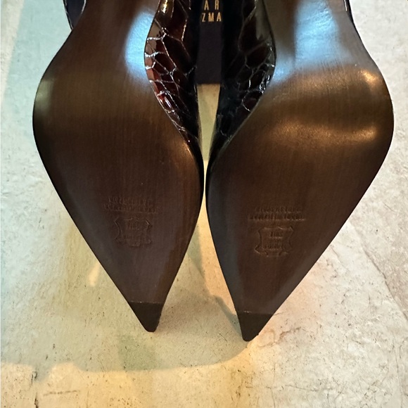 12  New Stuart Weitzman Brown Orinoco Croco Fever Stilettos - Picture 6 of 9